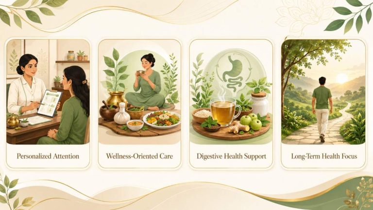 Natural Fistula Treatment in Kerala – Ayurvedic wellness infographic highlighting personalized care, wellness-oriented treatment, digestive health support, and long-term healing through a holistic approach.