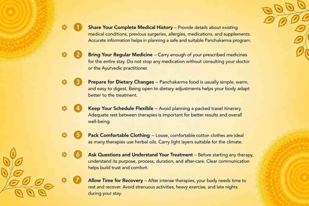 Seven practical tips for German patients preparing for Panchakarma treatment